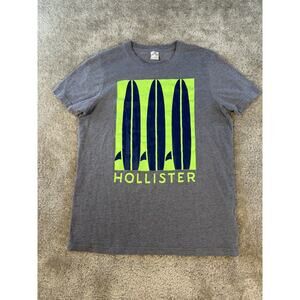 Hollister Mens Gray Large Mens T Shirt With Surf Graphic Hollister Logo Y2K E183